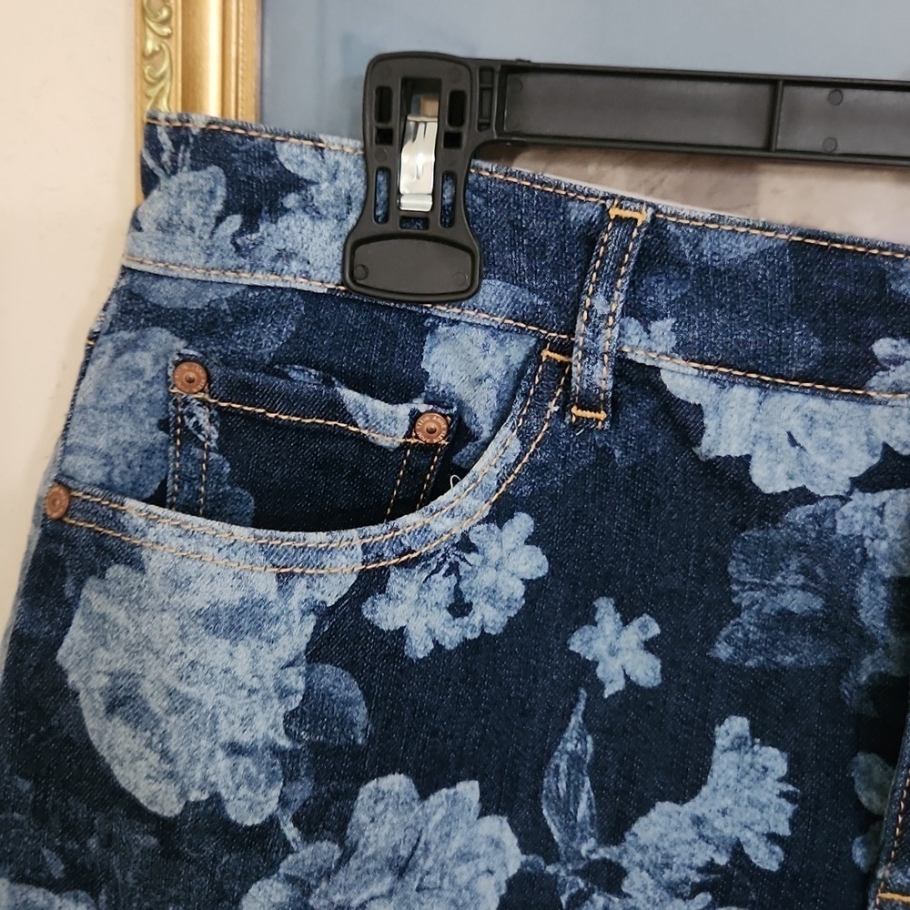 Floral Jean Skirt Above The Knee Casual Skirt Cottagecore Summer Vacation Large - Picture 5 of 8